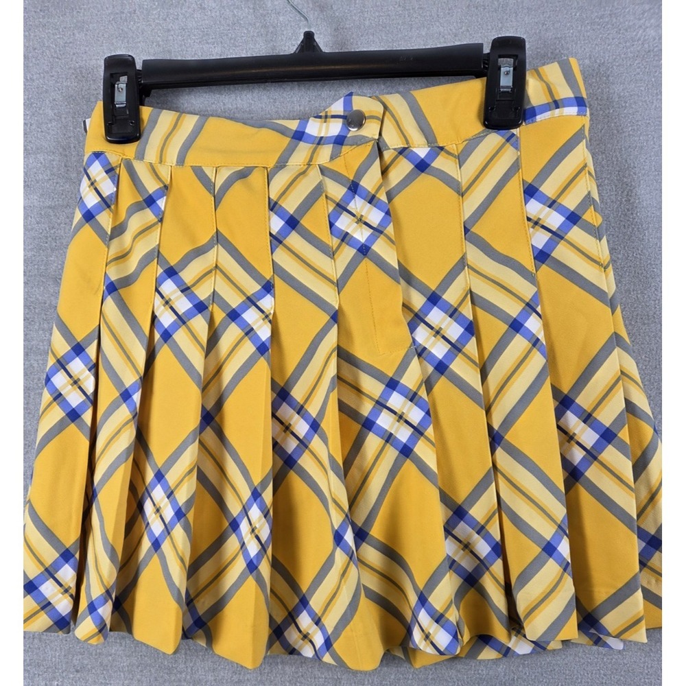 Clueless Skort Mini Skirt XS‎ Yellow Plaid Pleated Schoolgirl Clueless Costume